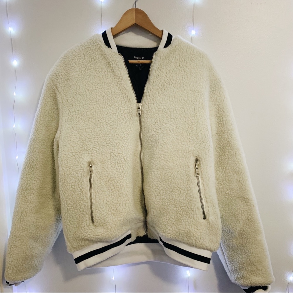 Forever 21 Men's Sherpa Bomber Jacket Size M